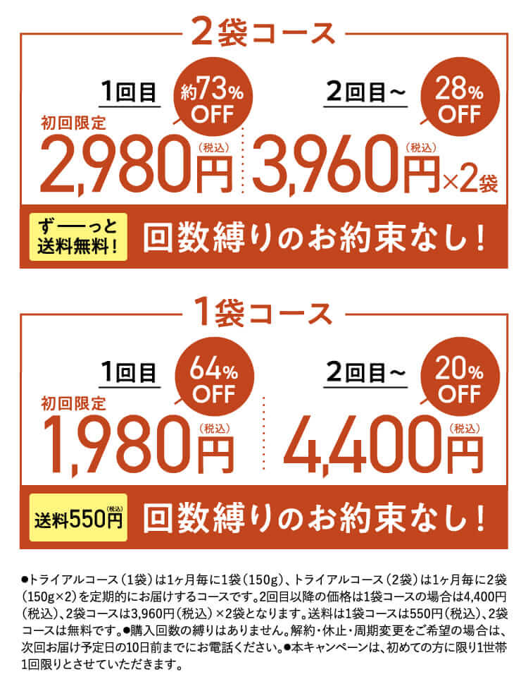 2袋コース 1袋コース